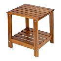 Utoplike Teak Side Table Outdoor, Patio End Table Double Layer for Garden