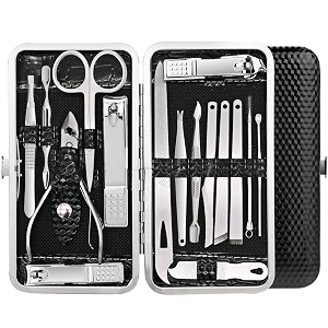 manicure pedicure set nail clippers 16 pcs stainless steel professional nail scissors grooming kits nail tools with leather case