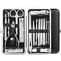 Manicure Pedicure Set Nail Clippers 16 Pcs Stainless Steel Professional Nail Scissors Grooming Kits, Nail Tools with Leather Case