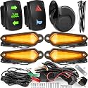 UTV Triangle Turn Signal Kit with Horn &amp; Rocker Switch Wiring Harness Kit, Plug and Play, Hazard Lights, Universal Blinker Street Legal Kit Fit for SXS Polaris Can Am Kawasaki Golf Cart CFMOTO