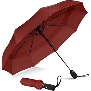 uv protection maroon umbrella  automatic open close  3 fold large travel umbrella for rain amp sun  windproof folding umbrella for men women kids