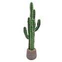UV-Resistant Artificial Fake Cactus Plants 4ft – Tall Fake Cacti Outdoor Tree with Brown Decorative Planter – Large Faux Tropical Cactus for Indoor &amp; Outdoor Home, Office, or Garden Decor