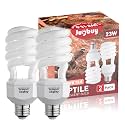 UVB Reptile Light Bulb 15.0, 23W UV Spiral Compact Florescent Terrarium Lamp Ideal for Desert Reptiles &amp; Amphibians Frogs Tortoises Toads Chameleons - 2 Pack