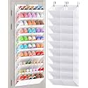 UVIAHOMI 20-30 Pairs Over the Door Shoe Organizer, Clear Pockets Hanging Shoe Storage for Closet, 10-Tier Door Shoes Rack, Handing Shoes Holder Fit All the Family's Sneakers, Boots, Heels, White