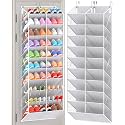 UVIAHOMI 20-30 Pairs Over the Door Shoe Organizer, Clear Pockets Hanging Shoe Storage for Closet, 10-Tier Door Shoes Rack, Handing Shoes Holder Fit All the Family's Sneakers, Boots, Heels, Light Grey