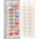 UVIAHOMI Over the Door Shoe Organizer for 20-30 Pairs, 10-Tier, Beige