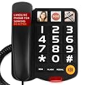 Uvital Big Button Phones for Seniors, Speed Dial Landline Phone, Black