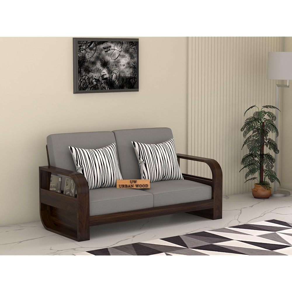 Sheesham Wood 2 Seater Sofa Set for Living Room Home Office Solid Wood ...