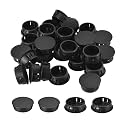 uxcell 1-1/4" Plastic Hole Plugs, 66Pcs Flush Type Panel Round Snap in Fastener Knockout Locking Plugs for Furniture Insert End Caps Panels, Black
