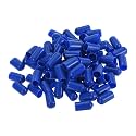 uxcell 100pcs Rubber End Caps 8mm ID Vinyl Round Tube Bolt Cap Cover Screw Thread Protectors Blue