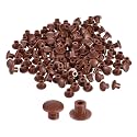 uxcell 150Pcs Screw Hole Plugs, 5mm(3/16") Dia Plastic Snap in Shelf Button Flush Type Caps for Furniture Cabinet Cupboard, Red Brown