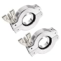 uxcell 2 Pcs Aluminum Vacuum Clamp 53mm X 31mm KF25 Single Pin Clamp Wing Nut W Center Ring for Ferrule TC