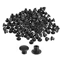 uxcell 200Pcs Screw Hole Plugs, 5mm(3/16") Dia Plastic Snap in Shelf Button Flush Type Caps for Furniture Cabinet Cupboard, Black