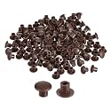 uxcell 200Pcs Screw Hole Plugs, 5mm(3/16") Dia Plastic Snap in Shelf Button Flush Type Caps for Furniture Cabinet Cupboard, Dark Brown
