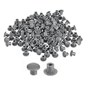 uxcell 200Pcs Screw Hole Plugs, 5mm(3/16") Dia Plastic Snap in Shelf Button Flush Type Caps for Furniture Cabinet Cupboard, Dark Grey