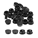 uxcell 25/32" Plastic Hole Plugs, 66Pcs Flush Type Panel Round Snap in Fastener Knockout Locking Plugs for Furniture Insert End Caps Panels, Black