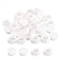 uxcell 25/32" Plastic Hole Plugs, 66Pcs Flush Type Panel Round Snap in Fastener Knockout Locking Plugs for Furniture Insert End Caps Panels, White