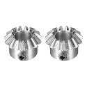 uxcell 2pcs Bevel Gear 0.8 Module 1:1 Reduction Rate 15T 6mm Hole Dia Bevel Pinion Gear 45# Steel, 45 Degree Steering Gear for Hardware Mechanical Rotation, Silver