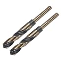 uxcell 2pcs Reduced Shank Twist Drill Bits 16.5mm Black Nitride & Gold Titanium Coated High Speed Steel 4341 with 10mm Shank for Stainless Steel Alloy Metal Plastic Wood