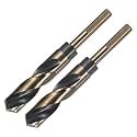 uxcell 2pcs Reduced Shank Twist Drill Bits 20mm Black Nitride & Gold Titanium Coated High Speed Steel 4341 with 10mm Shank for Stainless Steel Alloy Metal Plastic Wood