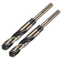 uxcell 2pcs Reduced Shank Twist Drill Bits 17mm Black Nitride & Gold Titanium Coated High Speed Steel 4341 with 10mm Shank for Stainless Steel Alloy Metal Plastic Wood