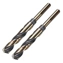 uxcell 2pcs Reduced Shank Twist Drill Bits 15.5mm Black Nitride & Gold Titanium Coated High Speed Steel 4341 with 10mm Shank for Stainless Steel Alloy Metal Plastic Wood