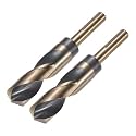 uxcell 2pcs Reduced Shank Twist Drill Bits 25mm Black Nitride & Gold Titanium Coated High Speed Steel 4341 with 12.7mm (1/2") Shank for Stainless Steel Alloy Metal Plastic Wood