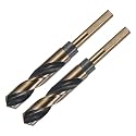 uxcell 2pcs Reduced Shank Twist Drill Bits 18mm Black Nitride & Gold Titanium Coated High Speed Steel 4341 with 10mm Shank for Stainless Steel Alloy Metal Plastic Wood
