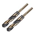 uxcell 2pcs Reduced Shank Twist Drill Bits 19mm Black Nitride & Gold Titanium Coated High Speed Steel 4341 with 10mm Shank for Stainless Steel Alloy Metal Plastic Wood