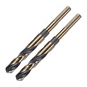 uxcell 2pcs Reduced Shank Twist Drill Bits 14mm Black Nitride & Gold Titanium Coated High Speed Steel 4341 with 10mm Shank for Stainless Steel Alloy Metal Plastic Wood