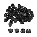 uxcell 35/64" Plastic Hole Plugs, 66Pcs Flush Type Panel Round Snap in Fastener Knockout Locking Plugs for Furniture Insert End Caps Panels, Black
