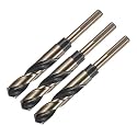 uxcell 3pcs Reduced Shank Twist Drill Bits 17mm Black Nitride & Gold Titanium Coated High Speed Steel 4341 with 10mm Shank for Stainless Steel Alloy Metal Plastic Wood