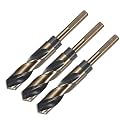 uxcell 3pcs Reduced Shank Twist Drill Bits 20mm Black Nitride & Gold Titanium Coated High Speed Steel 4341 with 10mm Shank for Stainless Steel Alloy Metal Plastic Wood