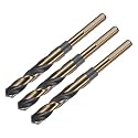 uxcell 3pcs Reduced Shank Twist Drill Bits 14.5mm Black Nitride &amp; Gold Titanium Coated High Speed Steel 4341 with 10mm Shank for Stainless Steel Alloy Metal Plastic Wood