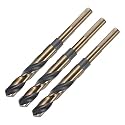uxcell 3pcs Reduced Shank Twist Drill Bits 14mm Black Nitride & Gold Titanium Coated High Speed Steel 4341 with 10mm Shank for Stainless Steel Alloy Metal Plastic Wood