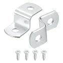 uxcell 40 Pcs 3/8" Offset Canvas Clips, Picture Framing Mirror Clips Z Shape Canvas Painting Mounting Clips with 2 Mounting Hole with Screws, Silver