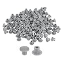 uxcell 400Pcs Screw Hole Plugs, 5mm(3/16") Dia Plastic Snap in Shelf Button Flush Type Caps for Furniture Cabinet Cupboard, Light Grey