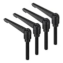 uxcell 4pcs Clamping Lever Handles, M10 x 60mm Black Oxide Carbon Steel Threaded Male Stud, Adjustable Handles Locking Quick Release Ratchet Push Button Bolt Knobs, Black