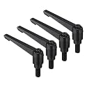 uxcell 4pcs Clamping Lever Handles, M10 x 20mm Black Oxide Carbon Steel Threaded Male Stud, Adjustable Handles Locking Quick Release Ratchet Push Button Bolt Knobs, Black