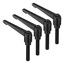 uxcell 4pcs Clamping Lever Handles, M10 x 50mm Black Oxide Carbon Steel Threaded Male Stud, Adjustable Handles Locking Quick Release Ratchet Push Button Bolt Knobs, Black