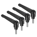 uxcell 4pcs Clamping Lever Handles, M5 x 15mm 304 Stainless Steel Threaded Male Stud, Adjustable Handles Locking Quick Release Ratchet Push Button Bolt Knobs, Black