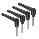 uxcell 4pcs Clamping Lever Handles, M5 x 35mm 304 Stainless Steel Threaded Male Stud, Adjustable Handles Locking Quick Release Ratchet Push Button Bolt Knobs, Black