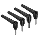 uxcell 4pcs Clamping Lever Handles, M5 x 20mm 304 Stainless Steel Threaded Male Stud, Adjustable Handles Locking Quick Release Ratchet Push Button Bolt Knobs, Black