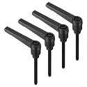 uxcell 4pcs Clamping Lever Handles, M5 x 50mm Black Oxide Carbon Steel Threaded Male Stud, Adjustable Handles Locking Quick Release Ratchet Push Button Bolt Knobs, Black