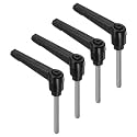 uxcell 4pcs Clamping Lever Handles, M5 x 50mm 304 Stainless Steel Threaded Male Stud, Adjustable Handles Locking Quick Release Ratchet Push Button Bolt Knobs, Black