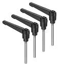 uxcell 4pcs Clamping Lever Handles, M5 x 60mm 304 Stainless Steel Threaded Male Stud, Adjustable Handles Locking Quick Release Ratchet Push Button Bolt Knobs, Black