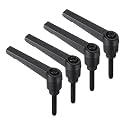 uxcell 4pcs Clamping Lever Handles, M5 x 25mm Black Oxide Carbon Steel Threaded Male Stud, Adjustable Handles Locking Quick Release Ratchet Push Button Bolt Knobs, Black