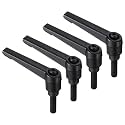 uxcell 4pcs Clamping Lever Handles, M6 x 20mm Black Oxide Carbon Steel Threaded Male Stud, Adjustable Handles Locking Quick Release Ratchet Push Button Bolt Knobs, Black