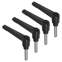 uxcell 4pcs Clamping Lever Handles, M6 x 25mm 304 Stainless Steel Threaded Male Stud, Adjustable Handles Locking Quick Release Ratchet Push Button Bolt Knobs, Black