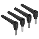 uxcell 4pcs Clamping Lever Handles, M6 x 15mm 304 Stainless Steel Threaded Male Stud, Adjustable Handles Locking Quick Release Ratchet Push Button Bolt Knobs, Black